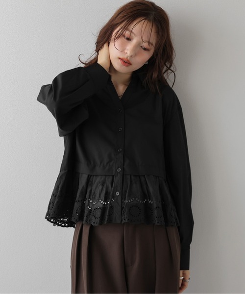 SUGAR BISKET(シュガービスケット)の「カットワークレースクロップドシャツ(シャツ/ブラウス・レディース・ホワイト/ブラック・フリー)」の12枚目の写真