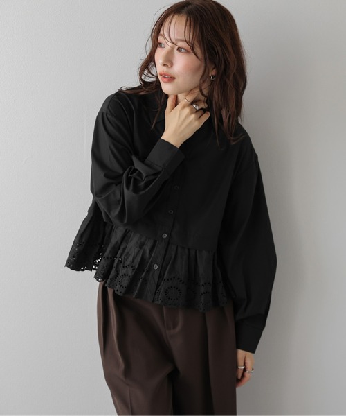 SUGAR BISKET(シュガービスケット)の「カットワークレースクロップドシャツ(シャツ/ブラウス・レディース・ホワイト/ブラック・フリー)」の13枚目の写真