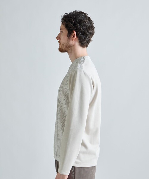 MEN'S BIGI（メンズビギ）の「アランパネル ニットコンビVネックロングTEE（Tシャツ/カットソー・メンズ・グレー/ブラウン/ネイビー・03/02/01/04）」の21枚目の写真