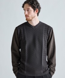 アランパネル ニットコンビVネックロングTEE