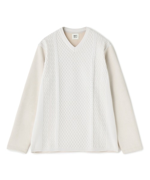 MEN'S BIGI（メンズビギ）の「アランパネル ニットコンビVネックロングTEE（Tシャツ/カットソー・メンズ・グレー/ブラウン/ネイビー・03/02/01/04）」の10枚目の写真