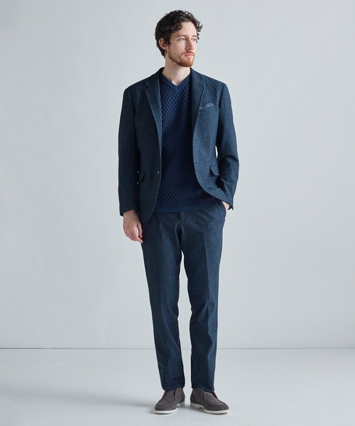 MEN'S BIGI（メンズビギ）の「アランパネル ニットコンビVネックロングTEE（Tシャツ/カットソー・メンズ・グレー/ブラウン/ネイビー・03/02/01/04）」の8枚目の写真