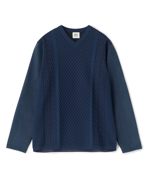 MEN'S BIGI（メンズビギ）の「アランパネル ニットコンビVネックロングTEE（Tシャツ/カットソー・メンズ・グレー/ブラウン/ネイビー・03/02/01/04）」の11枚目の写真