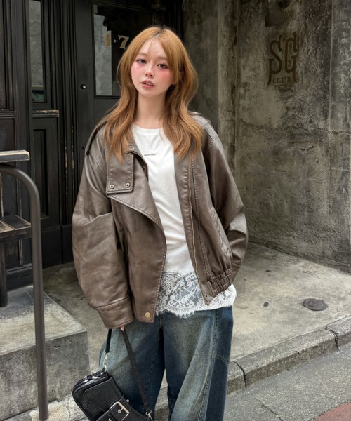RAY CASSIN(レイカズン)の「レース切替ルーズTシャツ / ロンT(Tシャツ/カットソー・レディース・ブラック/ホワイト/グレー・FREE)」の10枚目の写真