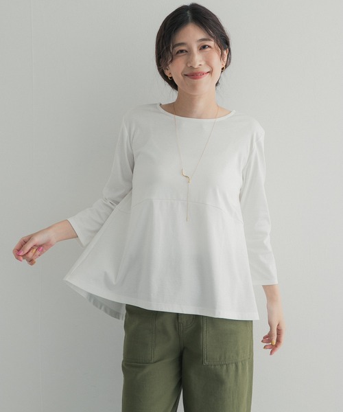 URBAN RESEARCH DOORS(アーバンリサーチドアーズ)の「『UR TECH』完声シルケットペプラムプルオーバー|UVカット/イージーケア/接触冷感/抗菌防臭(Tシャツ/カットソー・レディース・ネイビー/オフホワイト/ボルドー・FREE)」の12枚目の写真