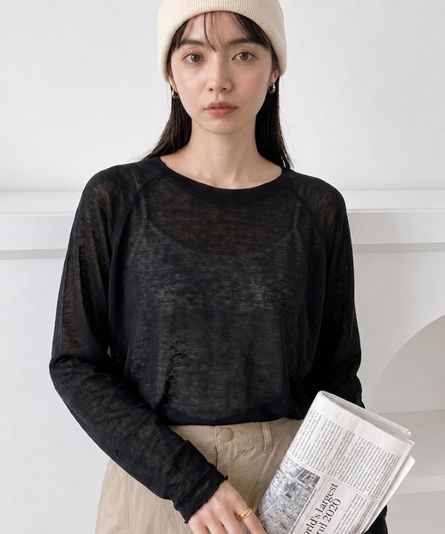 CRB(シーアールビー)の「スラブラグランロンT(Tシャツ/カットソー・レディース・ブラック/グレー/オフホワイト・F)」の3枚目の写真