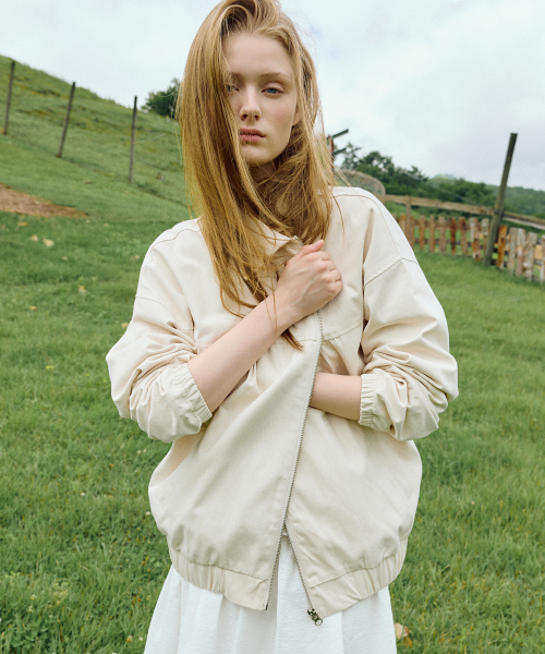 LETTER FROM MOON（レターフロムムーン）の「ドフシャーリングコットンスプリングボンバージャケット（ピーチベージュ）（その他アウター・レディース・その他・FREE）」の2枚目の写真