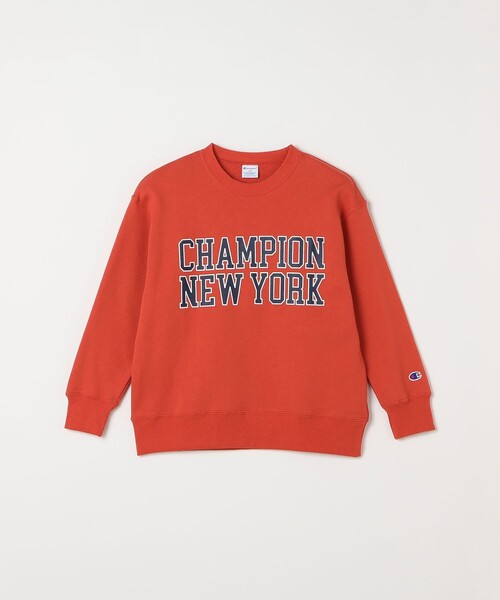 Champion(チャンピオン)の「Champion: クルーネック カレッジライク プリント ロゴ スウェット<KIDS>(スウェット・キッズ・ナチュラル/グレー/ブラック/オレンジ・120/130/140/150/160)」の4枚目の写真