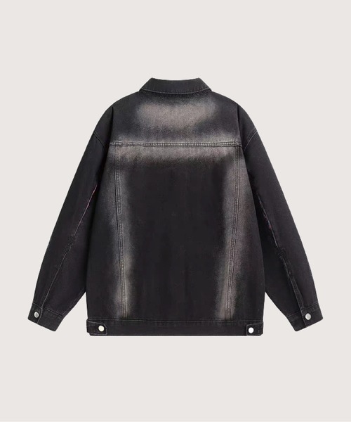 LA POMME petit（ラポミ・プチ）の「Gradient Broken Denim Jacket/グラデーションブロークンデニムジャケット（デニムジャケット・レディース・ブラック・FREE）」の2枚目の写真