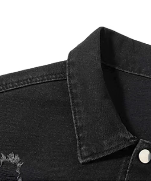 LA POMME petit（ラポミ・プチ）の「Gradient Broken Denim Jacket/グラデーションブロークンデニムジャケット（デニムジャケット・レディース・ブラック・FREE）」の3枚目の写真