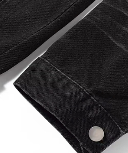 LA POMME petit（ラポミ・プチ）の「Gradient Broken Denim Jacket/グラデーションブロークンデニムジャケット（デニムジャケット・レディース・ブラック・FREE）」の4枚目の写真