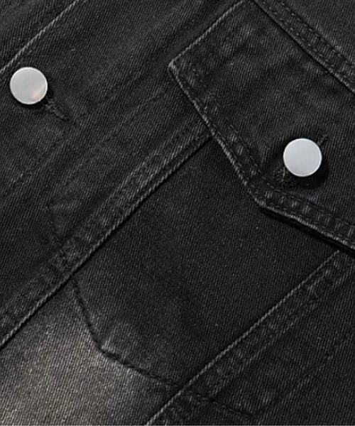 LA POMME petit（ラポミ・プチ）の「Gradient Broken Denim Jacket/グラデーションブロークンデニムジャケット（デニムジャケット・レディース・ブラック・FREE）」の5枚目の写真