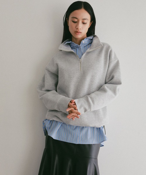 A part by（アパートバイ）の「【LA FINE BOUCHEコラボ】ハーフZIPスウェット（スウェット・レディース・グリーン系その他5/レッド系その他6/ライトグレー・FREE）」の5枚目の写真