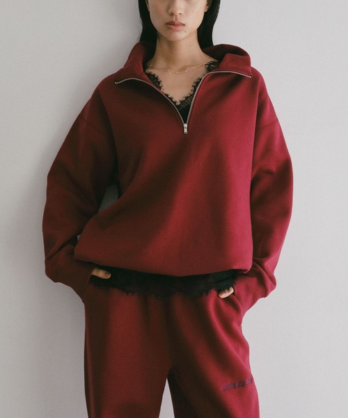 A part by（アパートバイ）の「【LA FINE BOUCHEコラボ】ハーフZIPスウェット（スウェット・レディース・グリーン系その他5/レッド系その他6/ライトグレー・FREE）」の8枚目の写真