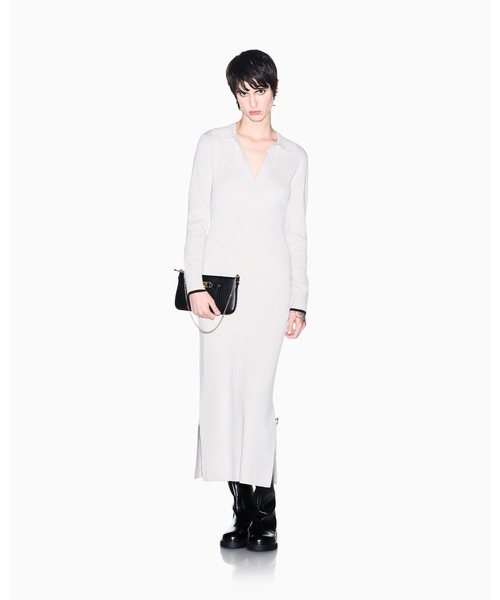 ARMANI EXCHANGE(アルマーニエクスチェンジ)の「【A|X アルマーニ エクスチェンジ】ウール混 ニットポロマキシワンピース(ワンピース・レディース・ダークブラウン/ホワイト・LARGE/MEDIUM/SMALL/X-LARGE/X-SMALL)」の1枚目の写真