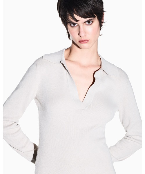 ARMANI EXCHANGE(アルマーニエクスチェンジ)の「【A|X アルマーニ エクスチェンジ】ウール混 ニットポロマキシワンピース(ワンピース・レディース・ダークブラウン/ホワイト・LARGE/MEDIUM/SMALL/X-LARGE/X-SMALL)」の11枚目の写真