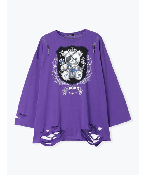 NOEMIE(ノエミー)の「病みくまエンブレムダメージユニセックスTシャツ(Tシャツ/カットソー・レディース・オフホワイト/ブラック/パープル・M)」の14枚目の写真