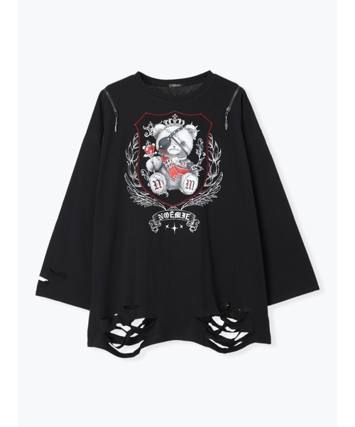 NOEMIE(ノエミー)の「病みくまエンブレムダメージユニセックスTシャツ(Tシャツ/カットソー・レディース・オフホワイト/ブラック/パープル・M)」の15枚目の写真