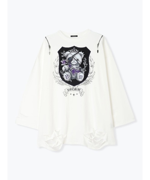NOEMIE(ノエミー)の「病みくまエンブレムダメージユニセックスTシャツ(Tシャツ/カットソー・レディース・オフホワイト/ブラック/パープル・M)」の16枚目の写真