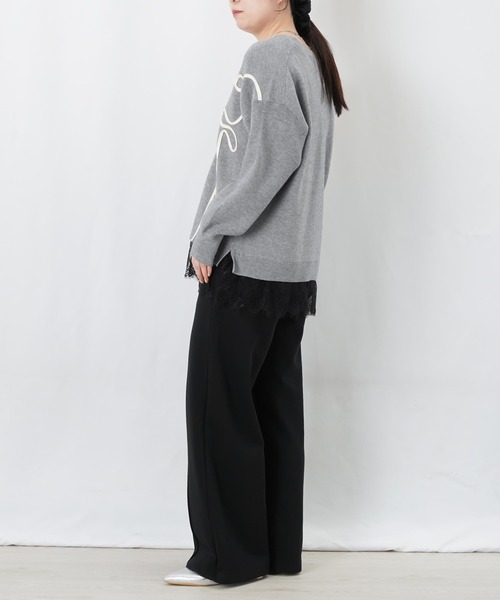 LUCA/LADY LUCK LUCA(ルカ/レディラックルカ)の「LC/LLL ピンタックダンボールワイドパンツ【セットアップ可】(スウェットパンツ・レディース・ブラック/グレー・FREE)」の4枚目の写真