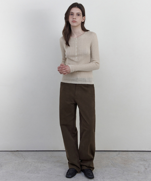 WEDNESDAYOASISFORWOMEN(ウェンズデー オアシス フォー ウーマン)の「ベロ リブ ヘンリーネック ニット_LIGHT BEIGE(WCB6KN115)(ニット/セーター・レディース・ライトベージュ・FREE)」の3枚目の写真
