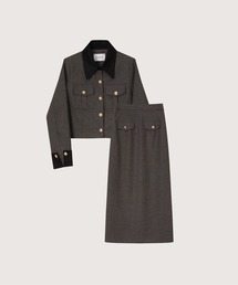 Elegant Panel Collar Long Skirt Set Up/エレガントパネルカラーロングスカートセットアップ