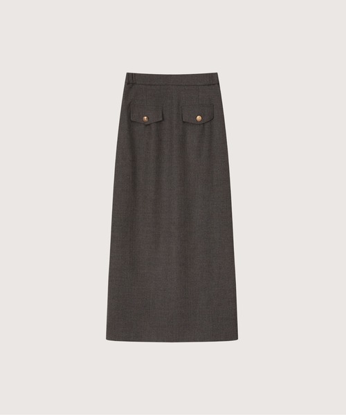 LA POMME petit（ラポミ・プチ）の「Elegant Panel Collar Long Skirt Set Up/エレガントパネルカラーロングスカートセットアップ（セットアップ・レディース・グレー・LARGE/MEDIUM/SMALL）」の3枚目の写真