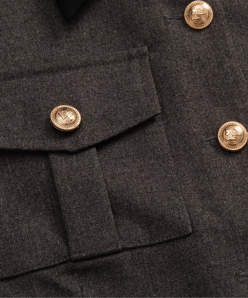 LA POMME petit（ラポミ・プチ）の「Elegant Panel Collar Long Skirt Set Up/エレガントパネルカラーロングスカートセットアップ（セットアップ・レディース・グレー・LARGE/MEDIUM/SMALL）」の7枚目の写真