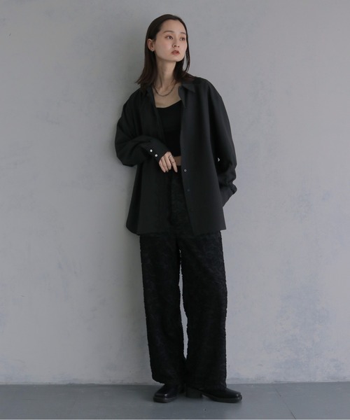 &g'aime(アンジェム)の「【&g'aime 】レース付きオーバーシャツ Lace Trimmed Over Shirt(シャツ/ブラウス・レディース・アイボリー/ブラック/チャコールグレー・FREE)」の22枚目の写真