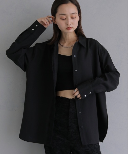 &g'aime(アンジェム)の「【&g'aime 】レース付きオーバーシャツ Lace Trimmed Over Shirt(シャツ/ブラウス・レディース・アイボリー/ブラック/チャコールグレー・FREE)」の14枚目の写真