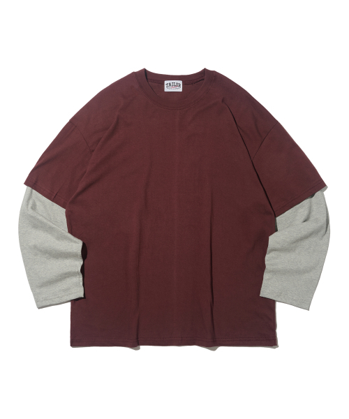 TAILOR STUDIO(テーラースタジオ)の「ダブルレイヤード長袖Tシャツ(バーガンディ)(Tシャツ/カットソー・レディース・その他・FREE)」の1枚目の写真