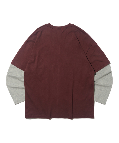 TAILOR STUDIO(テーラースタジオ)の「ダブルレイヤード長袖Tシャツ(バーガンディ)(Tシャツ/カットソー・レディース・その他・FREE)」の2枚目の写真