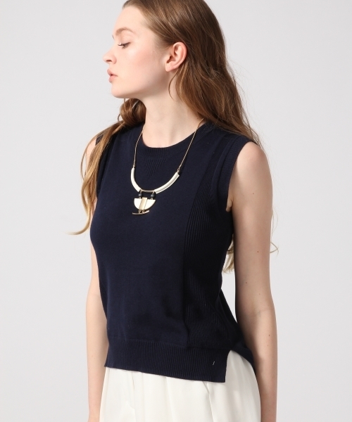 HARE（ハレ）の「12Ｇサイドリブニットベスト(HARE)（ニット/セーター・レディース・ネイビー/ホワイト/グリーン・FREE）」の3枚目の写真