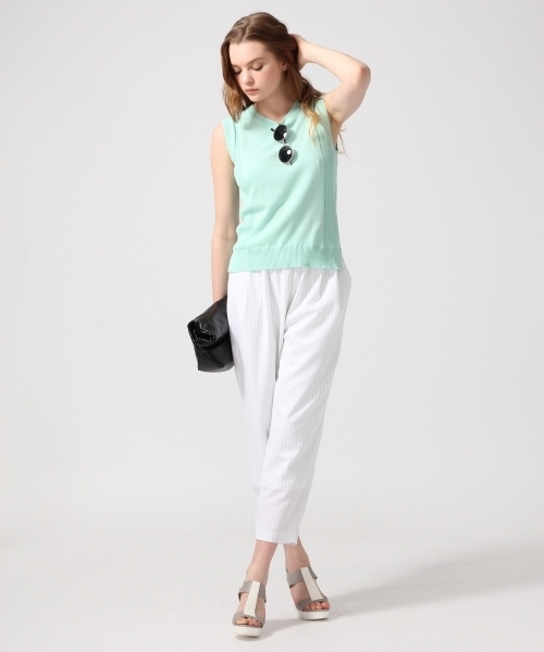 HARE（ハレ）の「12Ｇサイドリブニットベスト(HARE)（ニット/セーター・レディース・ネイビー/ホワイト/グリーン・FREE）」の7枚目の写真