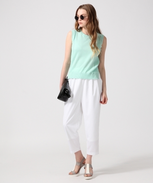 HARE（ハレ）の「12Ｇサイドリブニットベスト(HARE)（ニット/セーター・レディース・ネイビー/ホワイト/グリーン・FREE）」の8枚目の写真