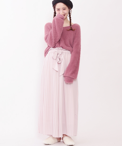 one after another NICE CLAUP（ワンアフターアナザーナイスクラップ）の「ウエストリボンプリーツガウチョ（その他パンツ・レディース・グレー/チャコールグレー/ベージュ/ピンク・FREE）」の10枚目の写真