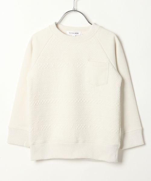 GLOBAL WORK(グローバルワーク)の「【キッズ】キルトキリカエスウェットプルオーバー長袖/732917(スウェット・キッズ・ホワイト/カーキ/ネイビー・X-LARGE/MEDIUM/SMALL/LARGE)」の2枚目の写真