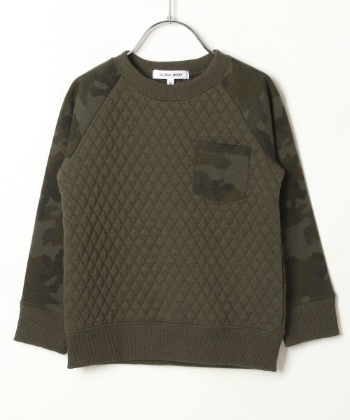 GLOBAL WORK(グローバルワーク)の「【キッズ】キルトキリカエスウェットプルオーバー長袖/732917(スウェット・キッズ・ホワイト/カーキ/ネイビー・X-LARGE/MEDIUM/SMALL/LARGE)」の3枚目の写真