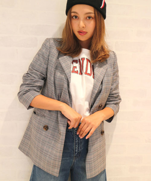 FREE'S MART（フリーズマート）の「グレンチェックＷボタンジャケット【セットアップ対応商品】 （テーラードジャケット・レディース・ブラウン系その他/グレー系その他/ダークグレー・FREE）」の3枚目の写真