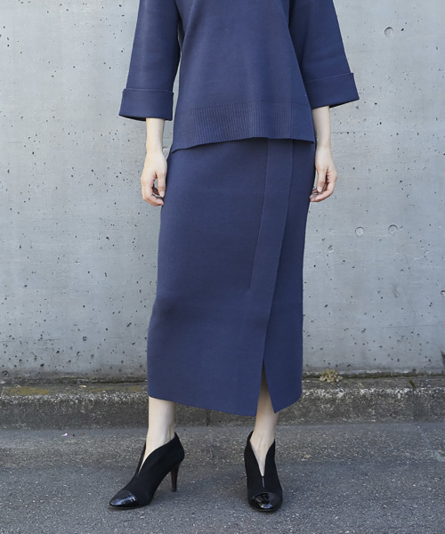 Emma Taylor（エマテイラー）の「アンゴラ混ラップテイストニットスカート（スカート・レディース・ネイビー/グレー/グリーン/ベージュ系その他・FREE）」の7枚目の写真