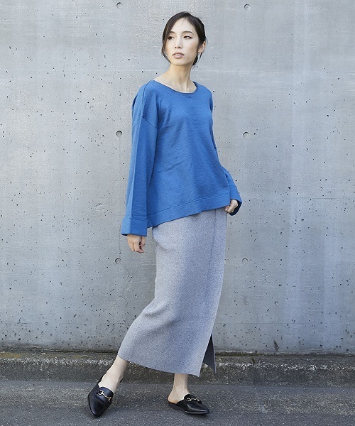 Emma Taylor（エマテイラー）の「アンゴラ混ラップテイストニットスカート（スカート・レディース・ネイビー/グレー/グリーン/ベージュ系その他・FREE）」の6枚目の写真