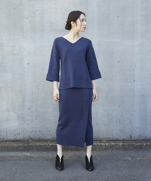 Emma Taylor（エマテイラー）の「アンゴラ混ラップテイストニットスカート（スカート・レディース・ネイビー/グレー/グリーン/ベージュ系その他・FREE）」の5枚目の写真