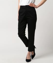 裾折り返し綿サテンテーパードパンツ