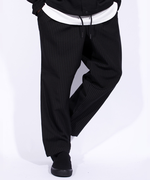 ８(eight)（エイト）の「ストライプ ワイドパンツ スラックス （スラックス・メンズ・ブラック/ネイビー/ストライプ・LARGE/MEDIUM）」の3枚目の写真
