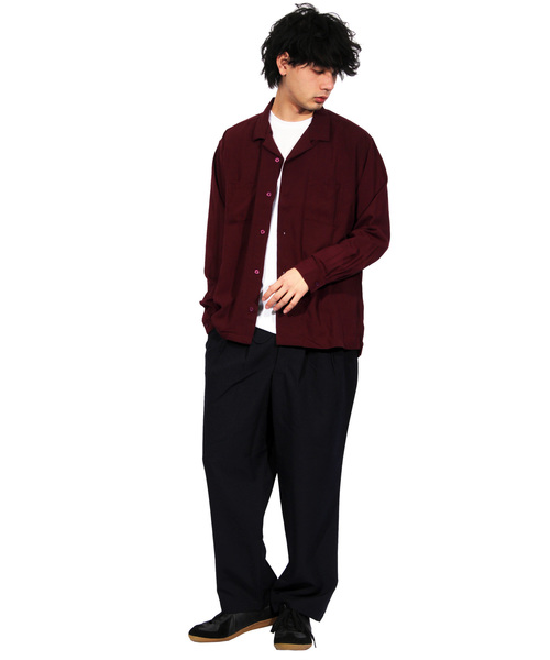 ８(eight)（エイト）の「ストライプ ワイドパンツ スラックス （スラックス・メンズ・ブラック/ネイビー/ストライプ・LARGE/MEDIUM）」の5枚目の写真