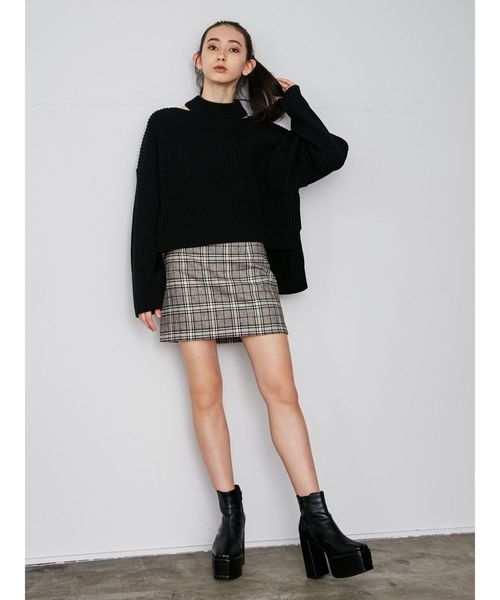 エムミーエメ Bijou check flare mini skirt m me eme Bijou check