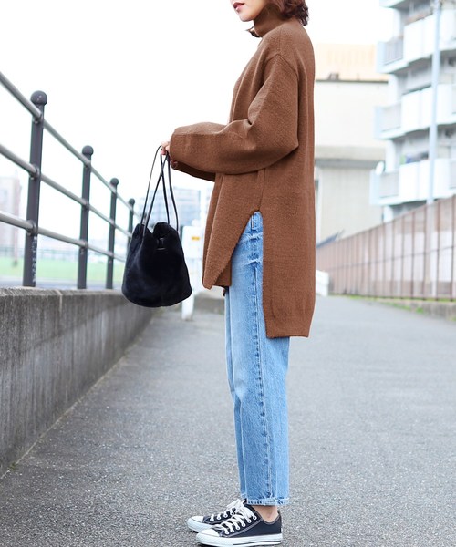 reca（レカ）の「ゆったりスリット入りスタンドネックチュニックワンピース（ワンピース・レディース・グレー/グレー系その他/ブラウン・FREE）」の16枚目の写真