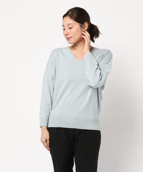 リナシメント RINASCIMENTO Vネックデザイン編みドルマンニットTOPS （var.Bianco Panna） リナシメント RINASCIMENTO Vネックデザイン編みドルマンニット