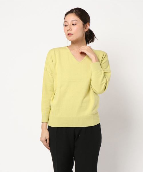 AMERICAN HOLIC（アメリカンホリック）の「Vネックドルマンニットプルオーバー（ニット/セーター・レディース・ベージュ/ネイビー/サックスブルー/イエロー/アイボリー/グレー系その他・M/L）」の9枚目の写真