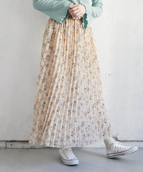 PairPair（ペアペア）の「花柄シフォンプリーツスカート（スカート・レディース・ネイビー/アイボリー・FREE）」の8枚目の写真